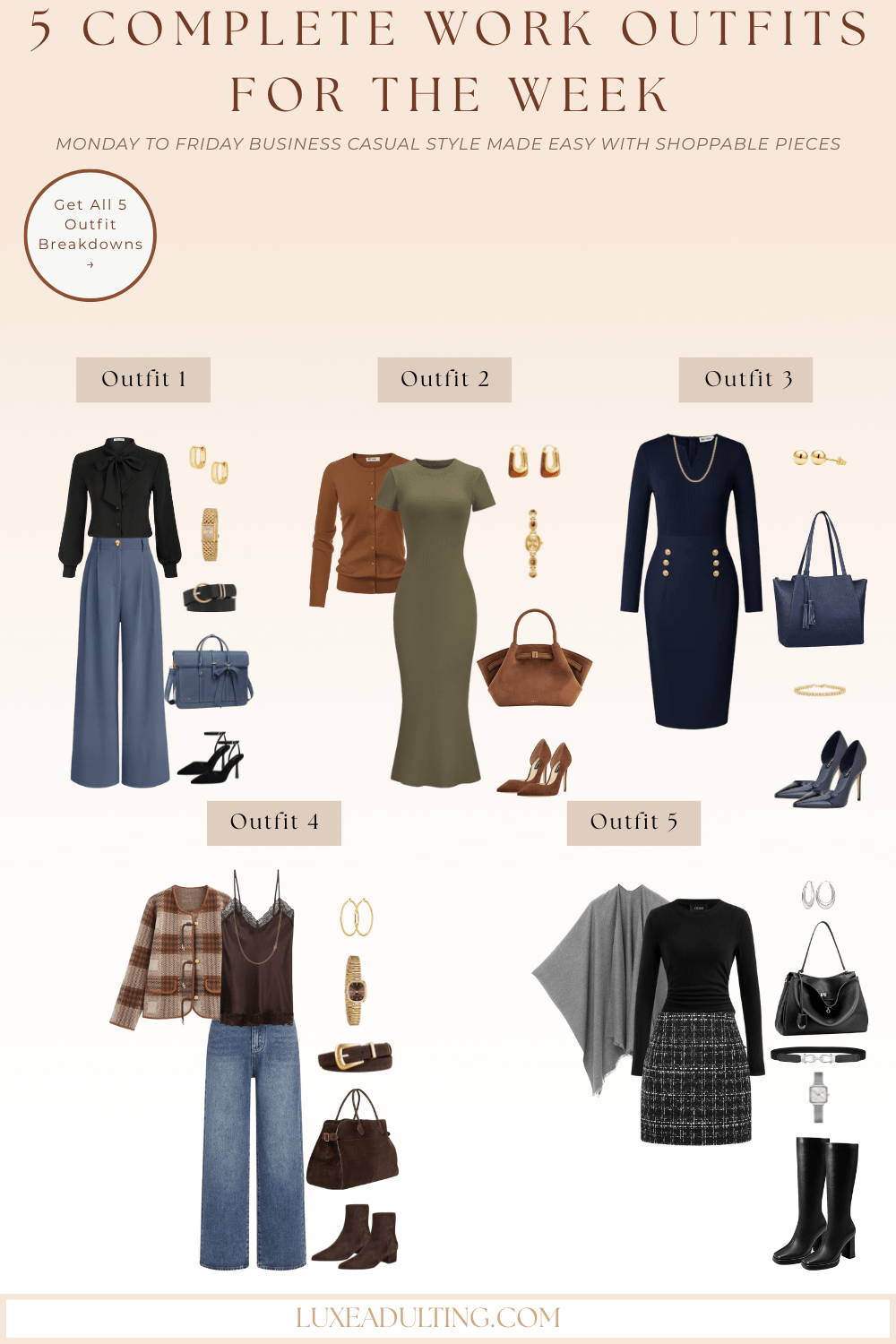 5 Complete Work Outfits for the&nbsp;Week